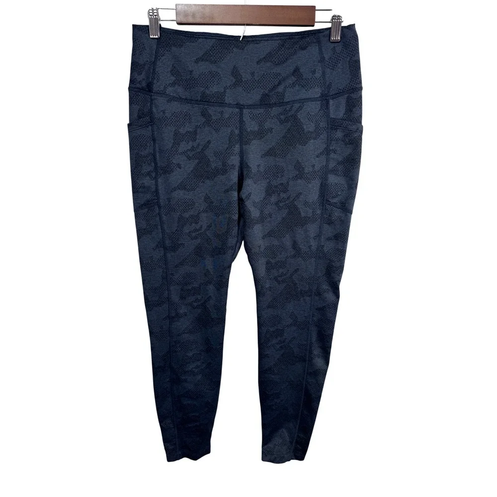 Mondetta Womens Med Gray Camo Activewear Leggings Pockets Workout Athleisure Gym